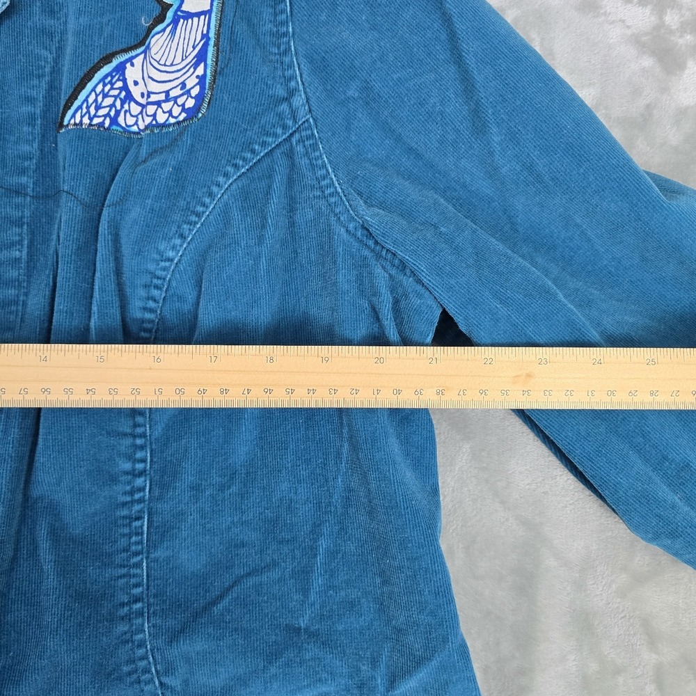 Sugar Skull Womens Corduroy Blazer Jacket 20 Teal Blue Dia de Los Muertos - Picture 4 of 7